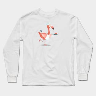 Flamingo frying sausages Long Sleeve T-Shirt